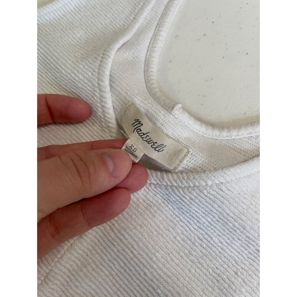 Madewell Womens White Textured Tie Front Tank Top Size XS Minimalist Basic Y2K - Picture 8 of 14